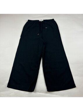 M&S Black Linen Blend Wide Leg Cropped Pant US 4